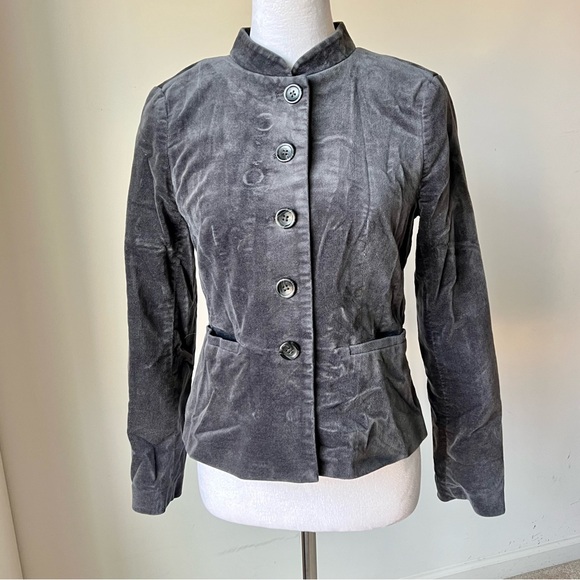 LOFT Petites Gray Velvet Mandarin Collared Blazer—SZ. 4P - Picture 1 of 16